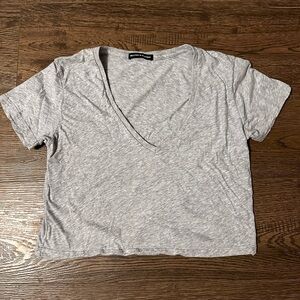 Brandy Melville Gray V-Neck Women's Top